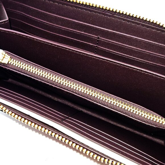 COACH Long Zip Around Wallet Leopard Print Poppy Red - Picture 5 of 9